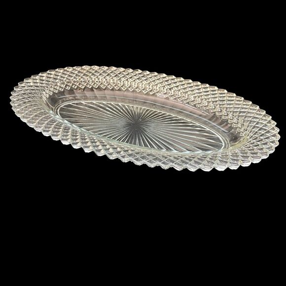 Anchor Hocking Miss America Clear Oval Celery Dish Platter 10 1/2" x 6-1/2" - Picture 1 of 4